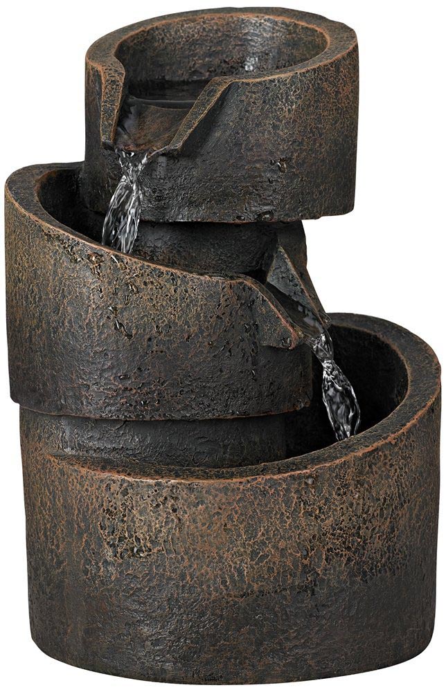 3 Tier Bronze Stone Contemporary Tabletop Fountain