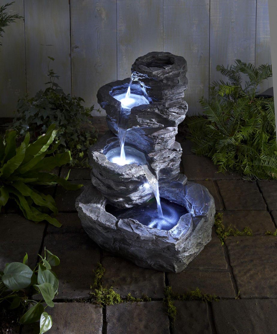 Outdoor Water Fountains with Lights
