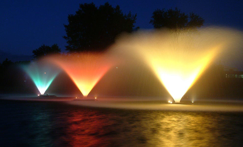 Pond Fountains with Lights