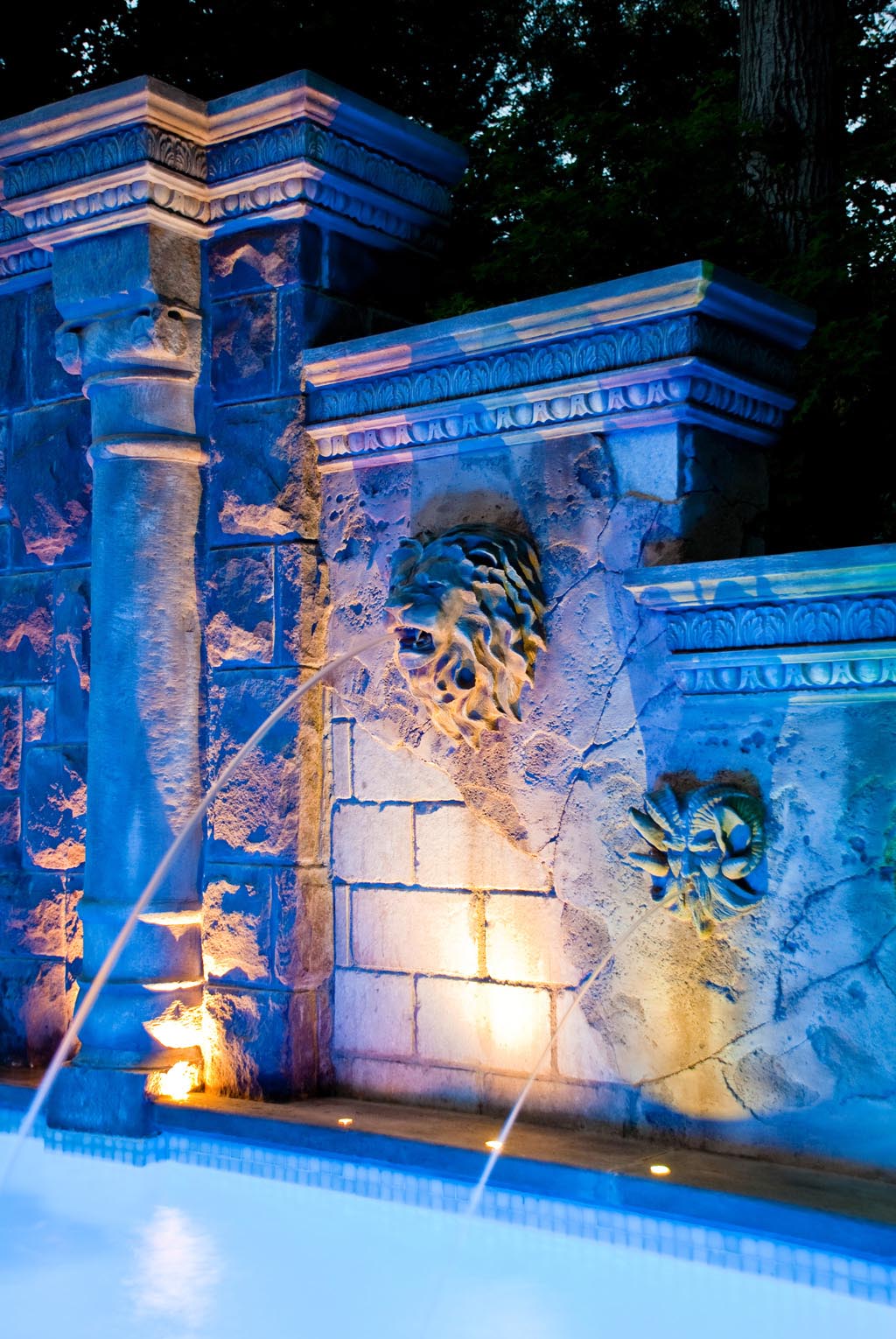 Pool Fountains with Lights